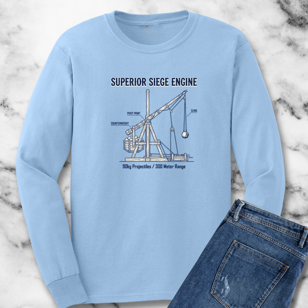 Trebuchet Schematic Siege Engine Long Sleeve Tee