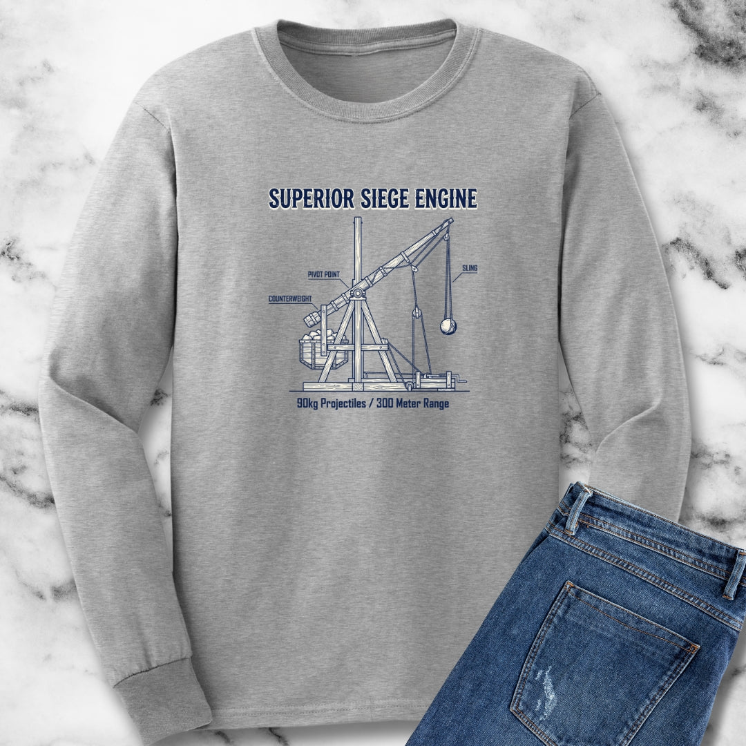 Trebuchet Schematic Siege Engine Long Sleeve Tee