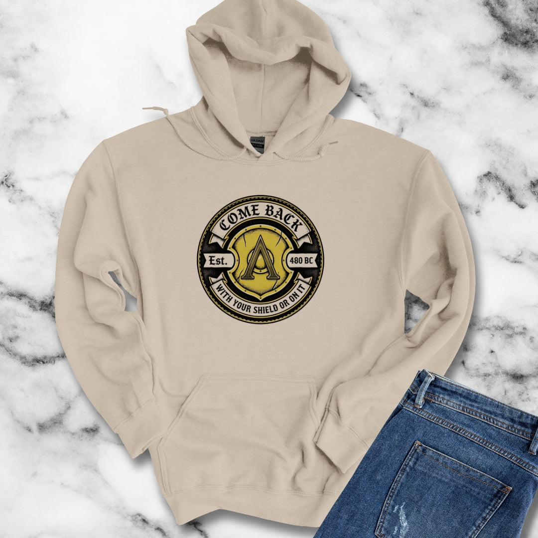 Spartan Quote With Shield Or On It Hoodie Sweatshirt