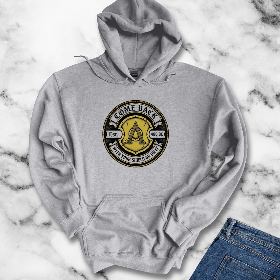 Spartan Quote With Shield Or On It Hoodie Sweatshirt