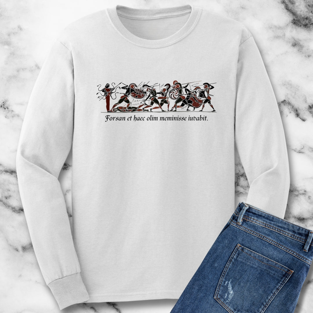 Aeneid Good Old Days Quote in Latin Long Sleeve Tee