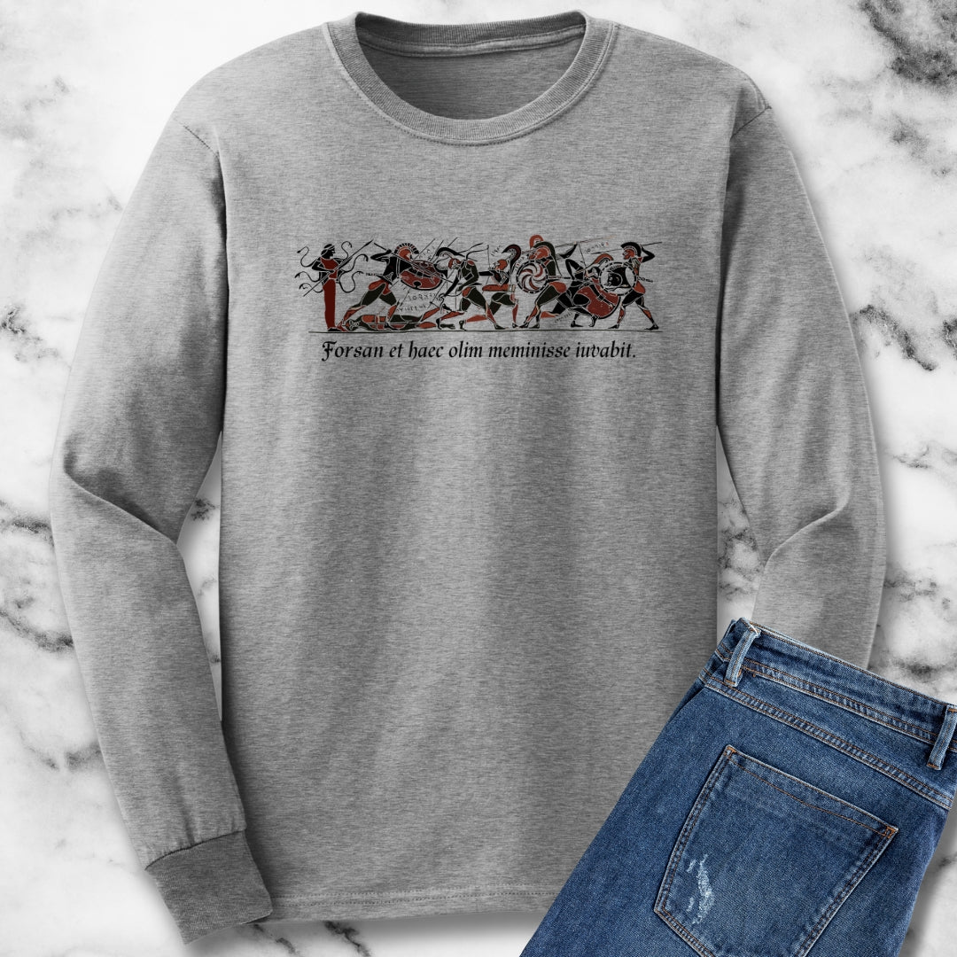 Aeneid Good Old Days Quote in Latin Long Sleeve Tee