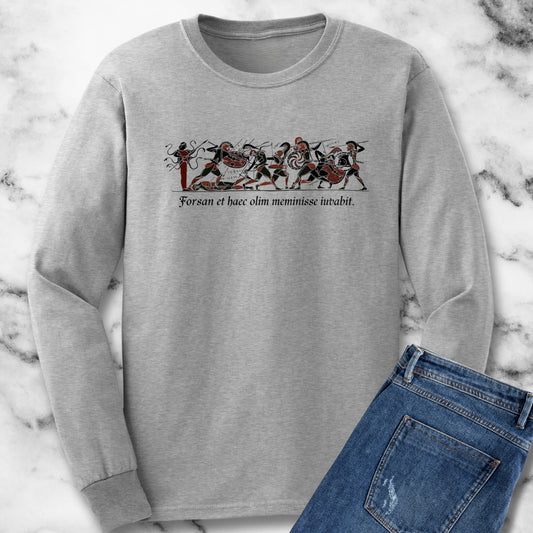 Aeneid Good Old Days Quote in Latin Long Sleeve Tee