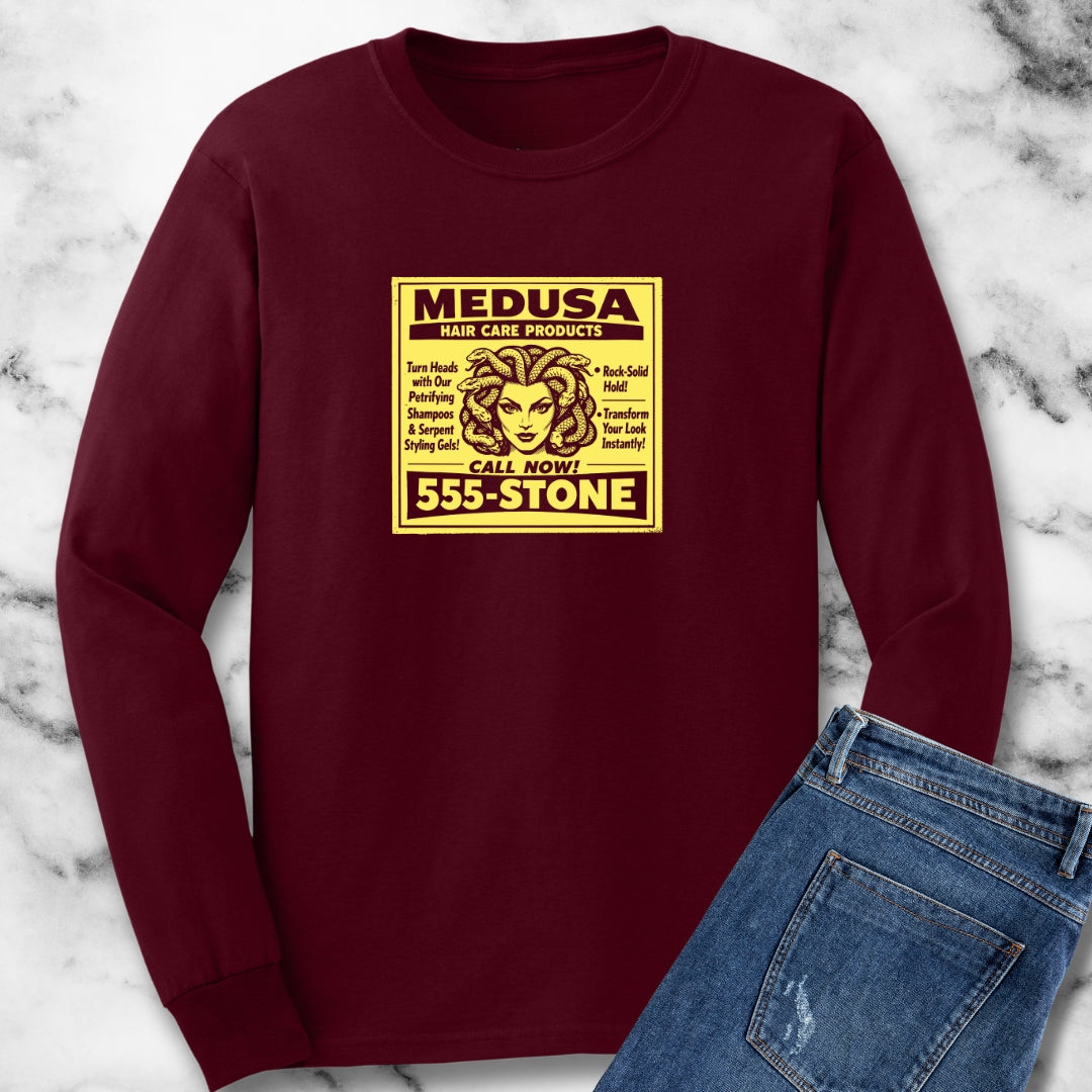Medusa Hair Care Products Vintage Ad Style Long Sleeve Tee