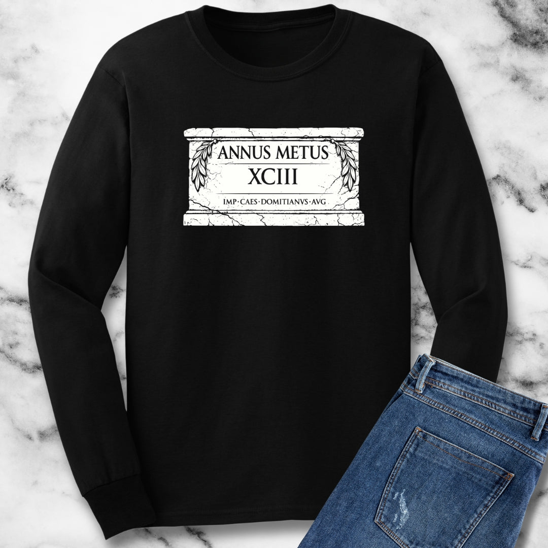 Emperor Domitian Year of Fear in Latin Long Sleeve Tee