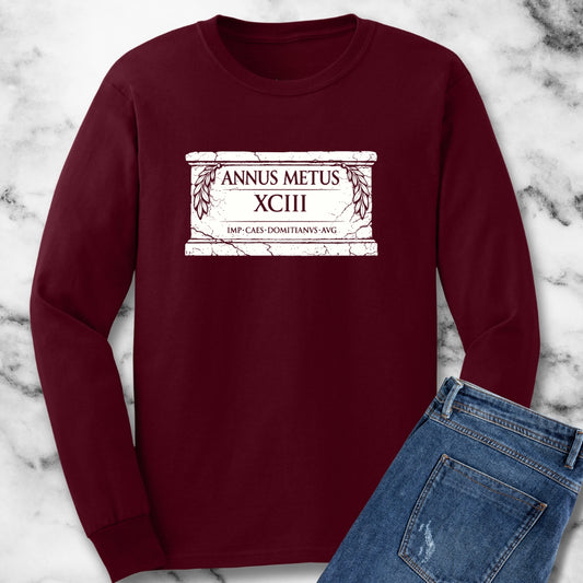 Emperor Domitian Year of Fear in Latin Long Sleeve Tee