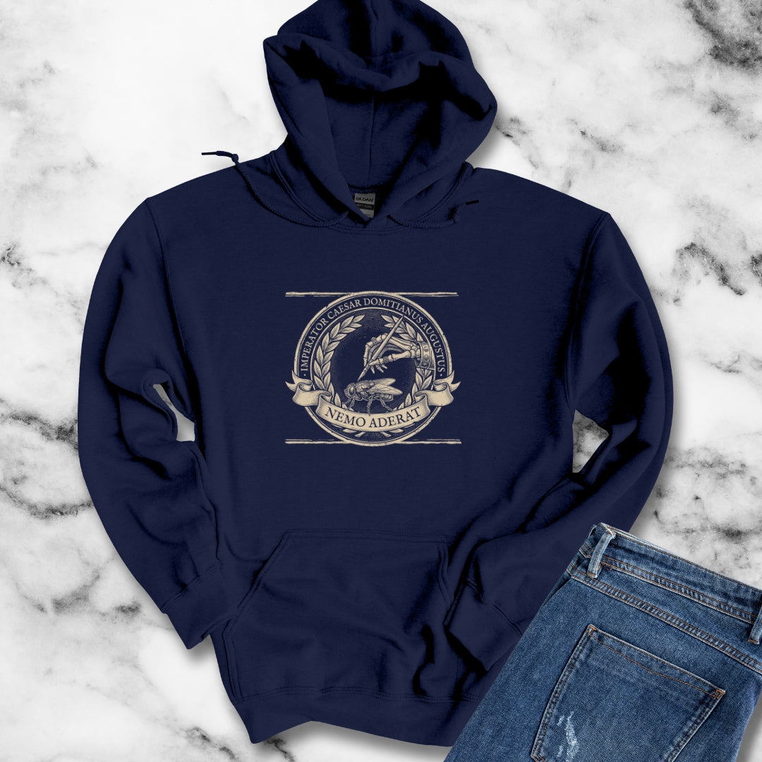 Emperor Domitian Fly Stylus Nobody Here in Latin Hoodie Sweatshirt