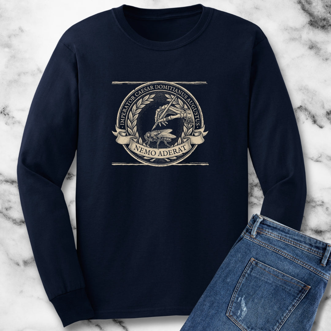 Emperor Domitian Fly Stylus Nobody Here in Latin Long Sleeve Tee