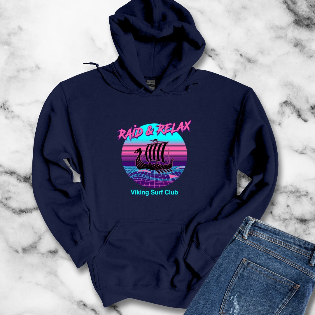 Viking Surf Club Raid & Relax Vaporwave Hoodie Sweatshirt