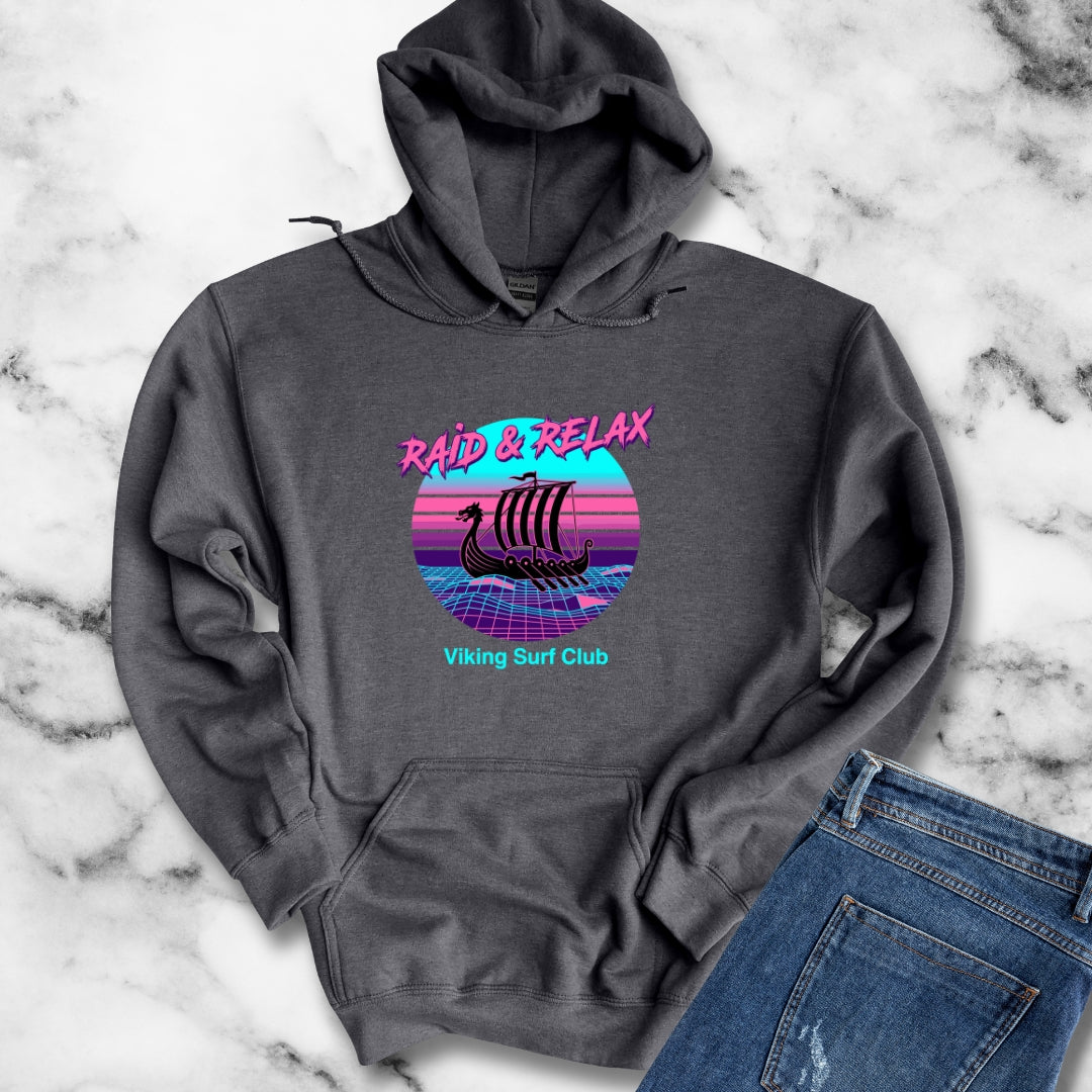 Viking Surf Club Raid & Relax Vaporwave Hoodie Sweatshirt