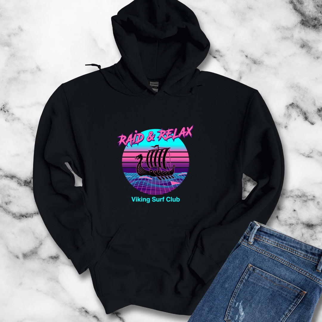 Viking Surf Club Raid & Relax Vaporwave Hoodie Sweatshirt