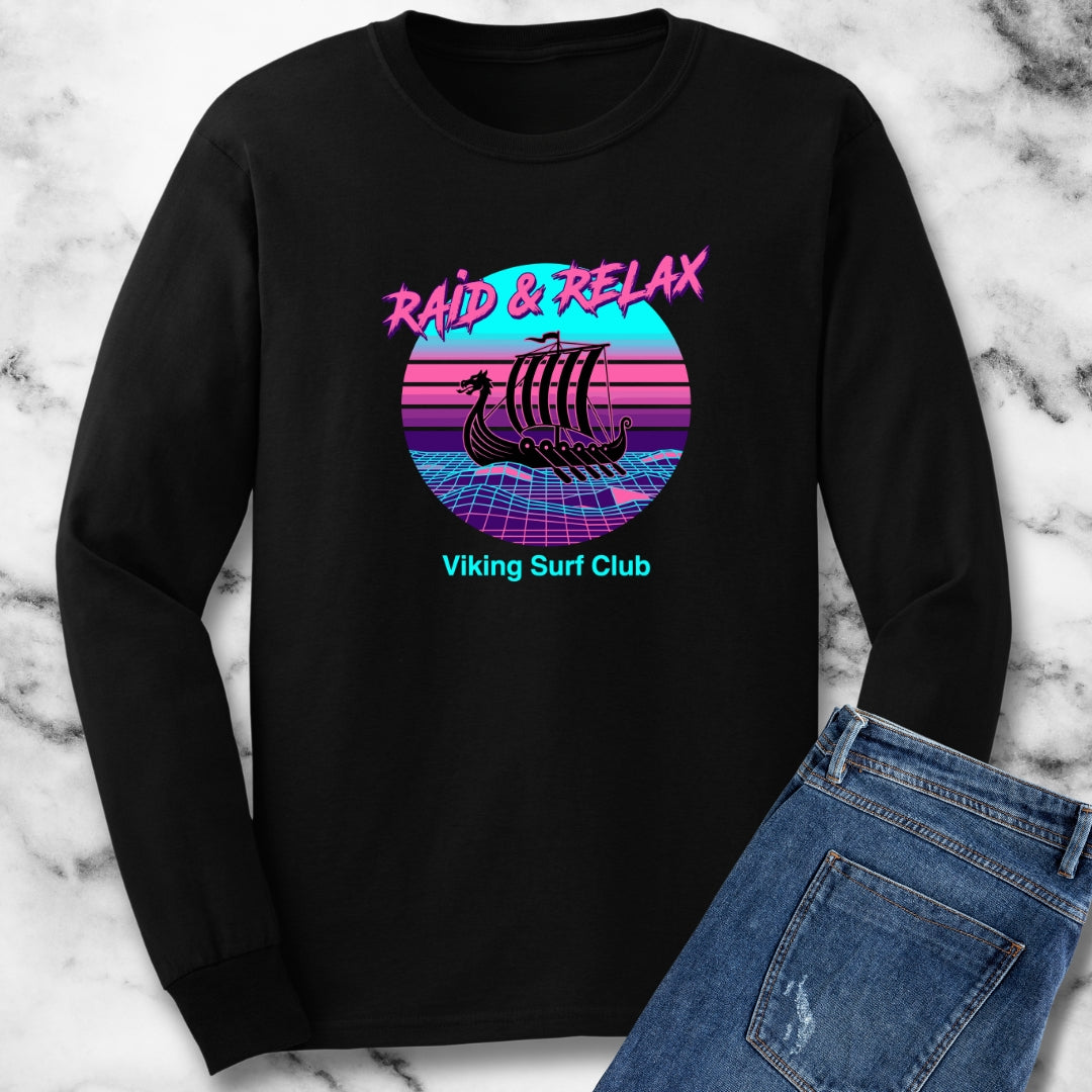Viking Surf Club Raid & Relax Vaporwave Long Sleeve Tee