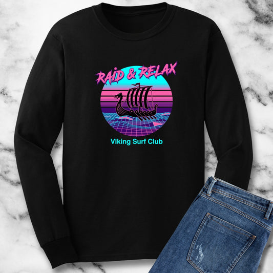Viking Surf Club Raid & Relax Vaporwave Long Sleeve Tee
