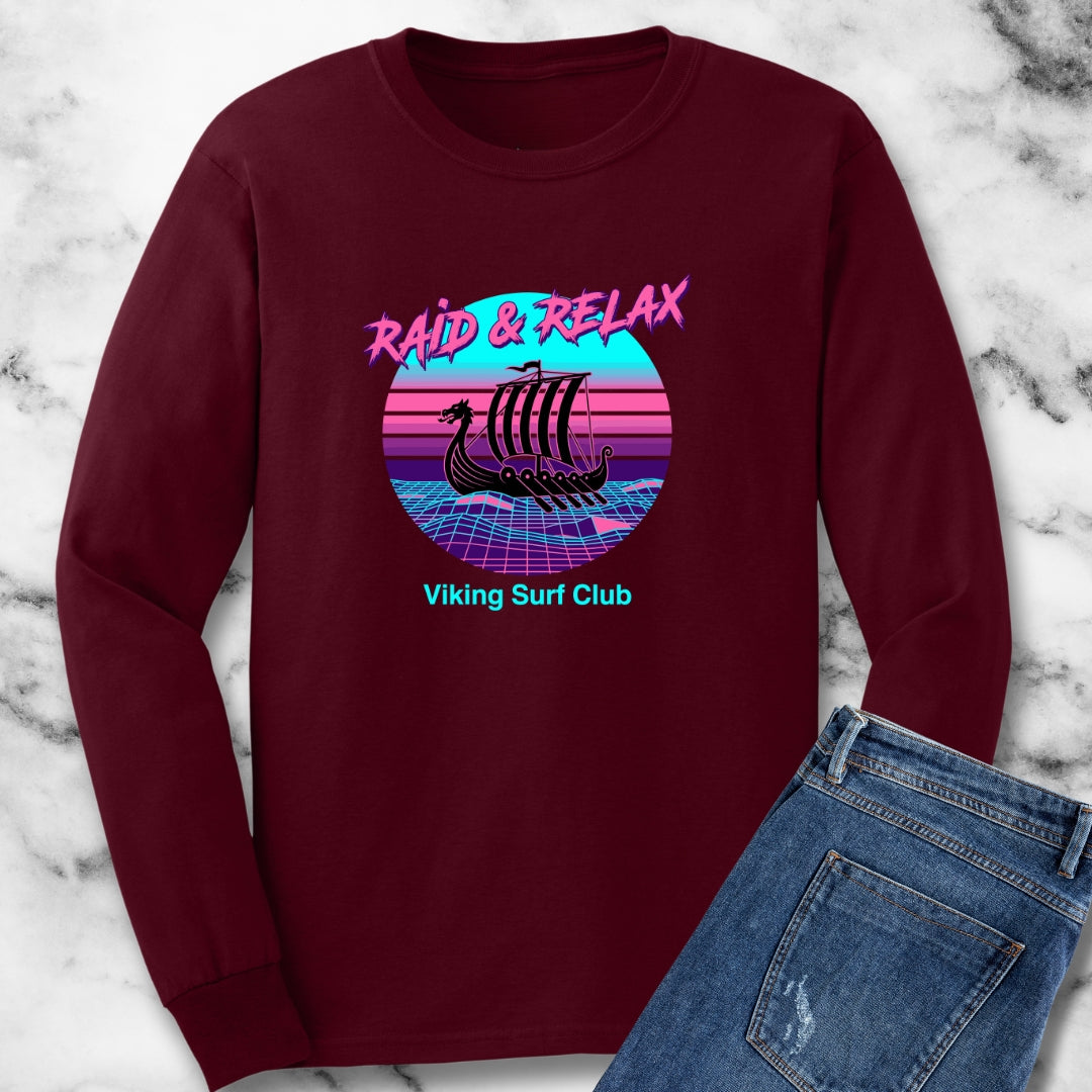 Viking Surf Club Raid & Relax Vaporwave Long Sleeve Tee