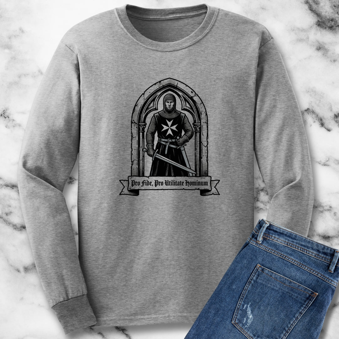 Knight Hospitaller For Faith For Benefit of Man Long Sleeve Tee
