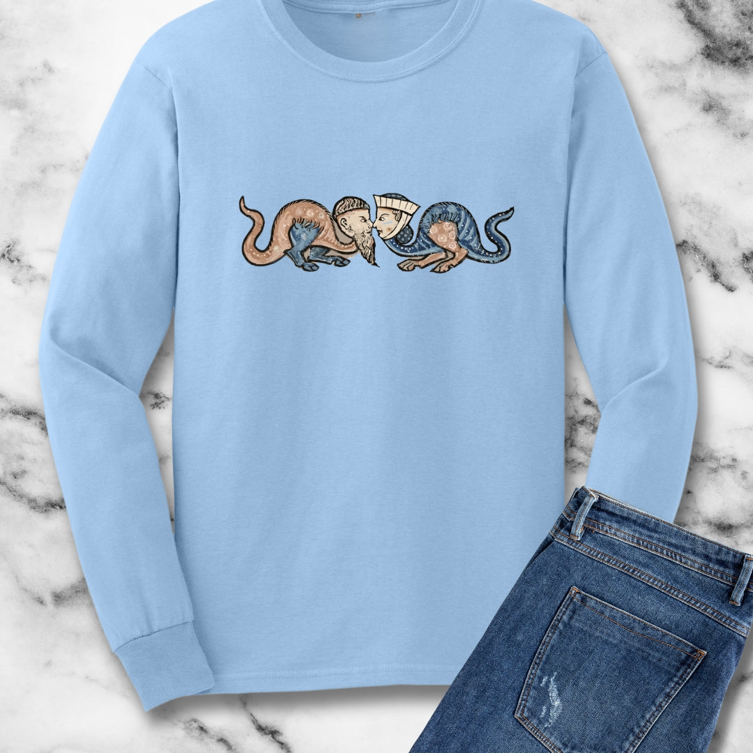 Monk vs Noble Woman Strange Creatures Medieval Marginalia Long Sleeve Tee