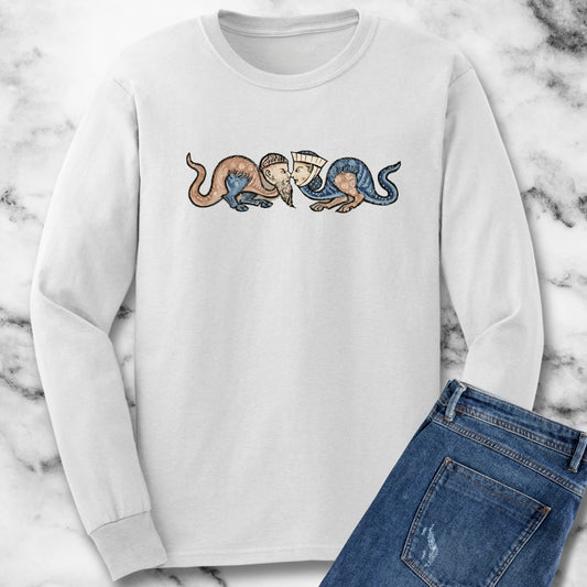 Monk vs Noble Woman Strange Creatures Medieval Marginalia Long Sleeve Tee