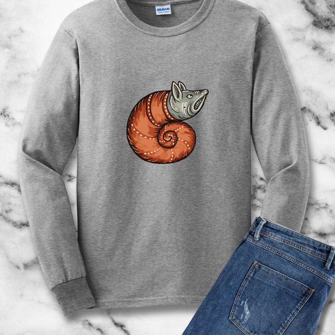 Snail Rat Hybrid Medieval Marginalia Long Sleeve Tee