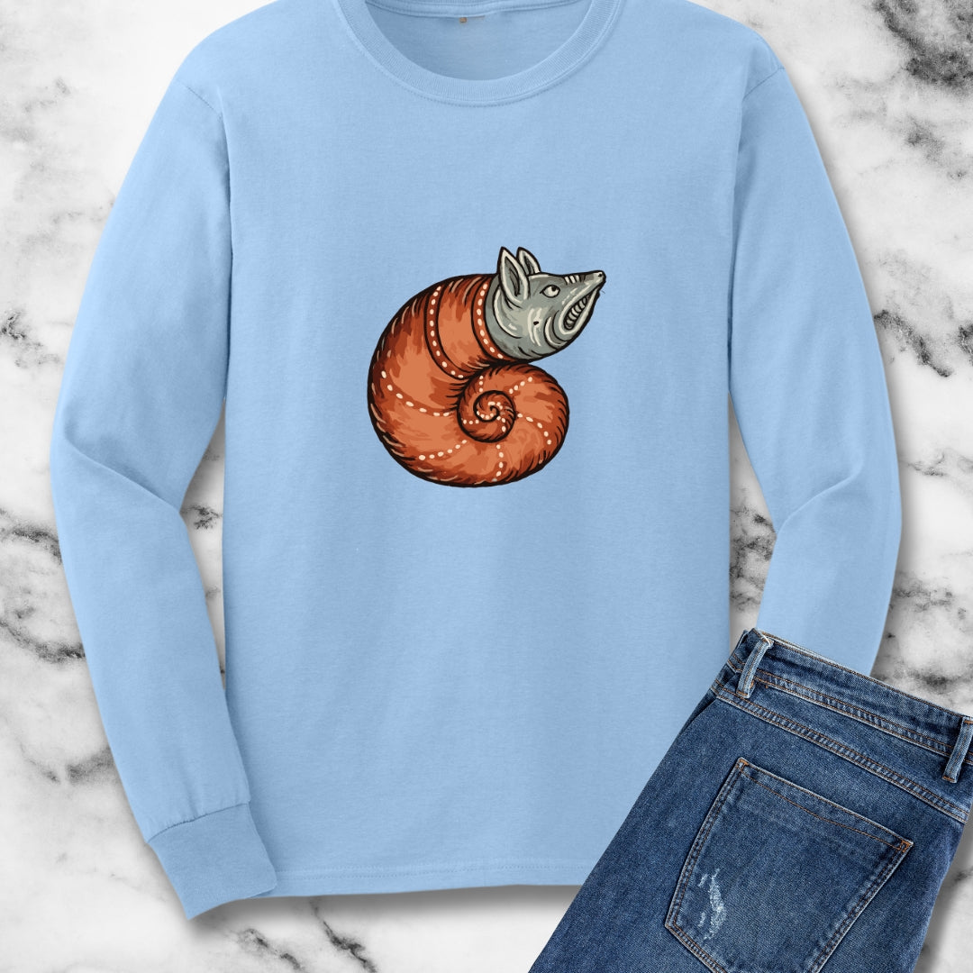 Snail Rat Hybrid Medieval Marginalia Long Sleeve Tee