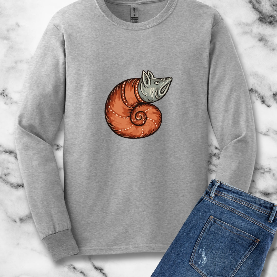 Snail Rat Hybrid Medieval Marginalia Long Sleeve Tee