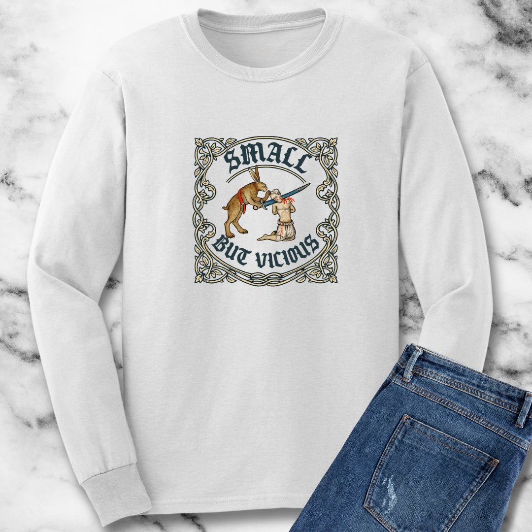 Small But Vicious Rabbit Medieval Marginalia Long Sleeve Tee
