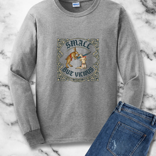Small But Vicious Rabbit Medieval Marginalia Long Sleeve Tee