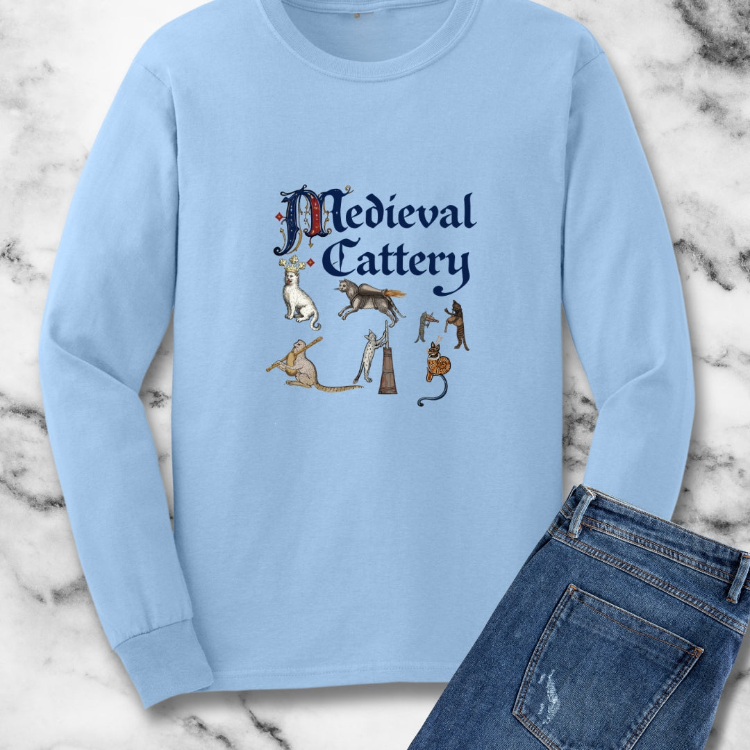 Medieval Cattery Cat Marginalia Long Sleeve Tee