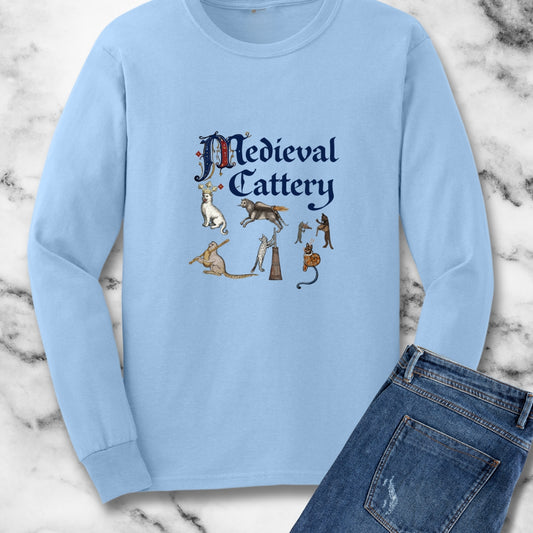 Medieval Cattery Cat Marginalia Long Sleeve Tee