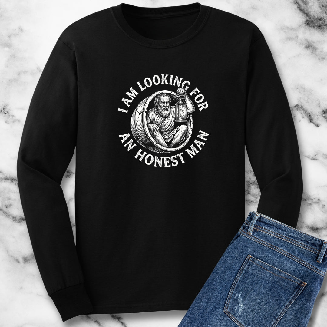Diogenes of Sinope Looking for Honest Man Quote Long Sleeve Tee