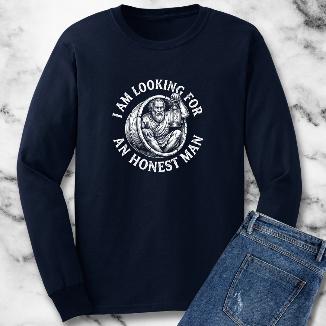 Diogenes of Sinope Looking for Honest Man Quote Long Sleeve Tee