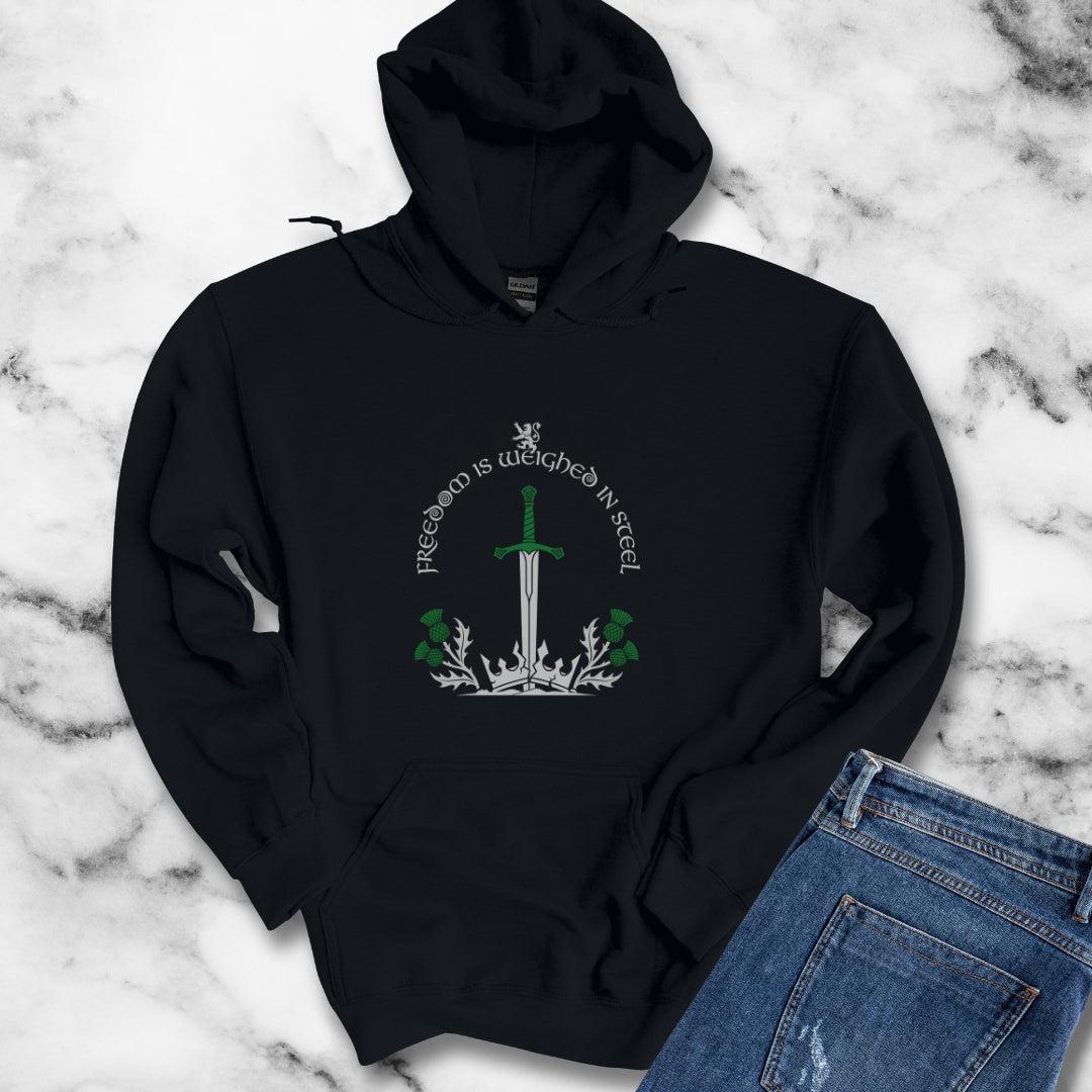 Scottish Freedom is Weighed in Steel Hoodie Sweatshirt