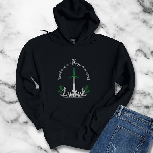 Scottish Freedom is Weighed in Steel Hoodie Sweatshirt