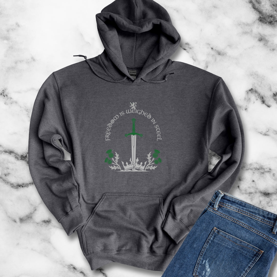 Scottish Freedom is Weighed in Steel Hoodie Sweatshirt