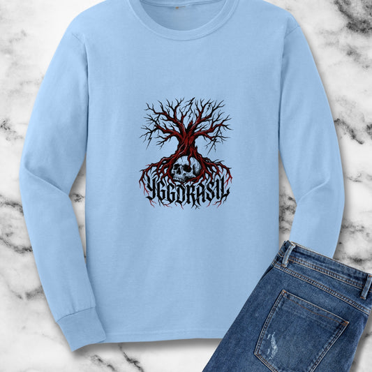 Yggdrasil Tree with Skull Unisex Long Sleeve Tee