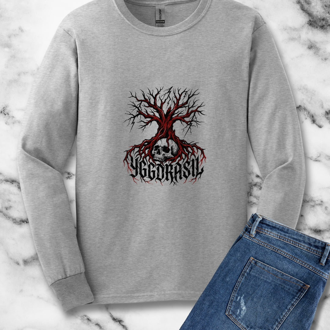 Yggdrasil Tree with Skull Unisex Long Sleeve Tee