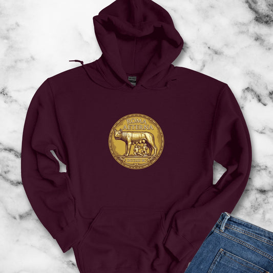 Roma Aeterna She Wolf Coin Hoodie Sweatshirt