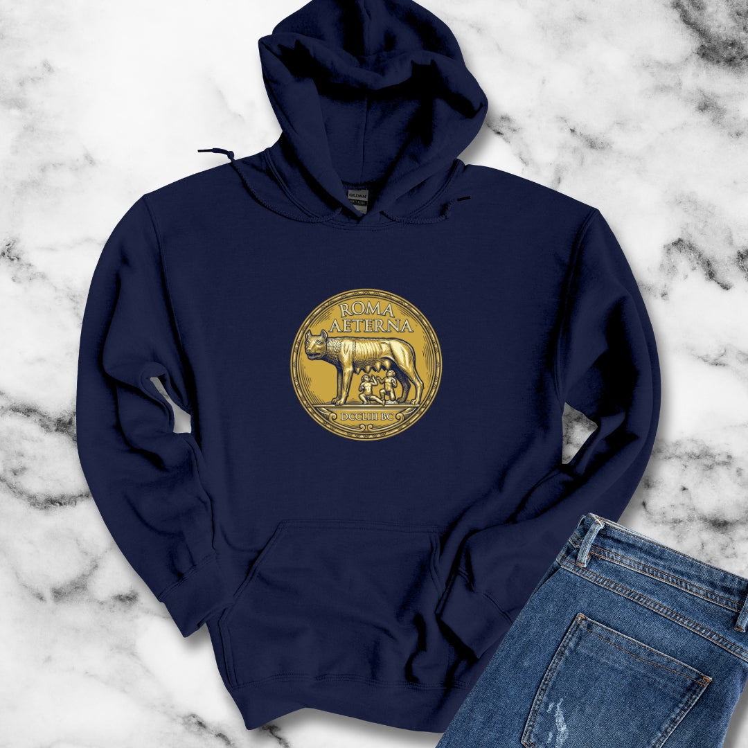 Roma Aeterna She Wolf Coin Hoodie Sweatshirt