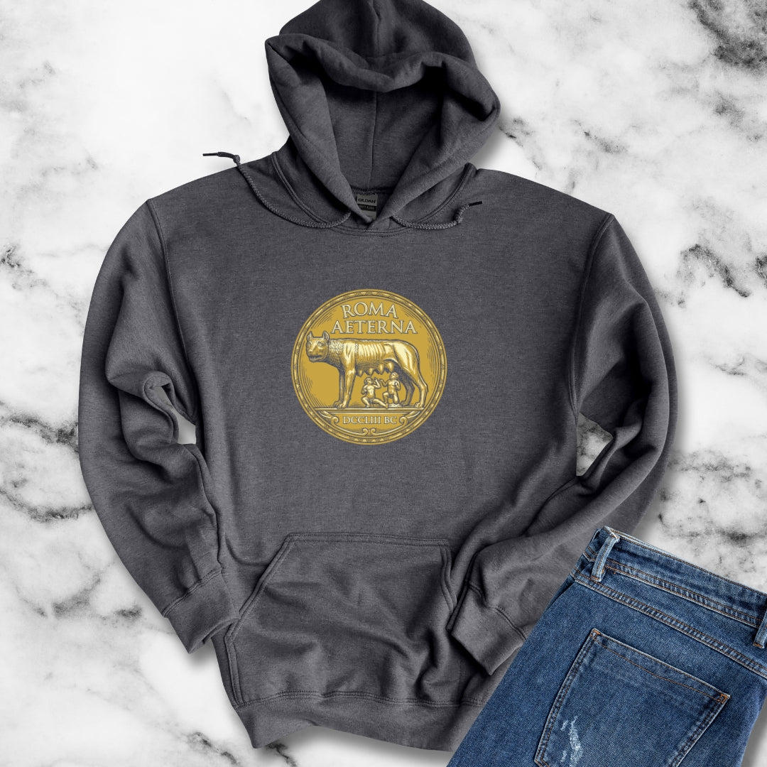 Roma Aeterna She Wolf Coin Hoodie Sweatshirt