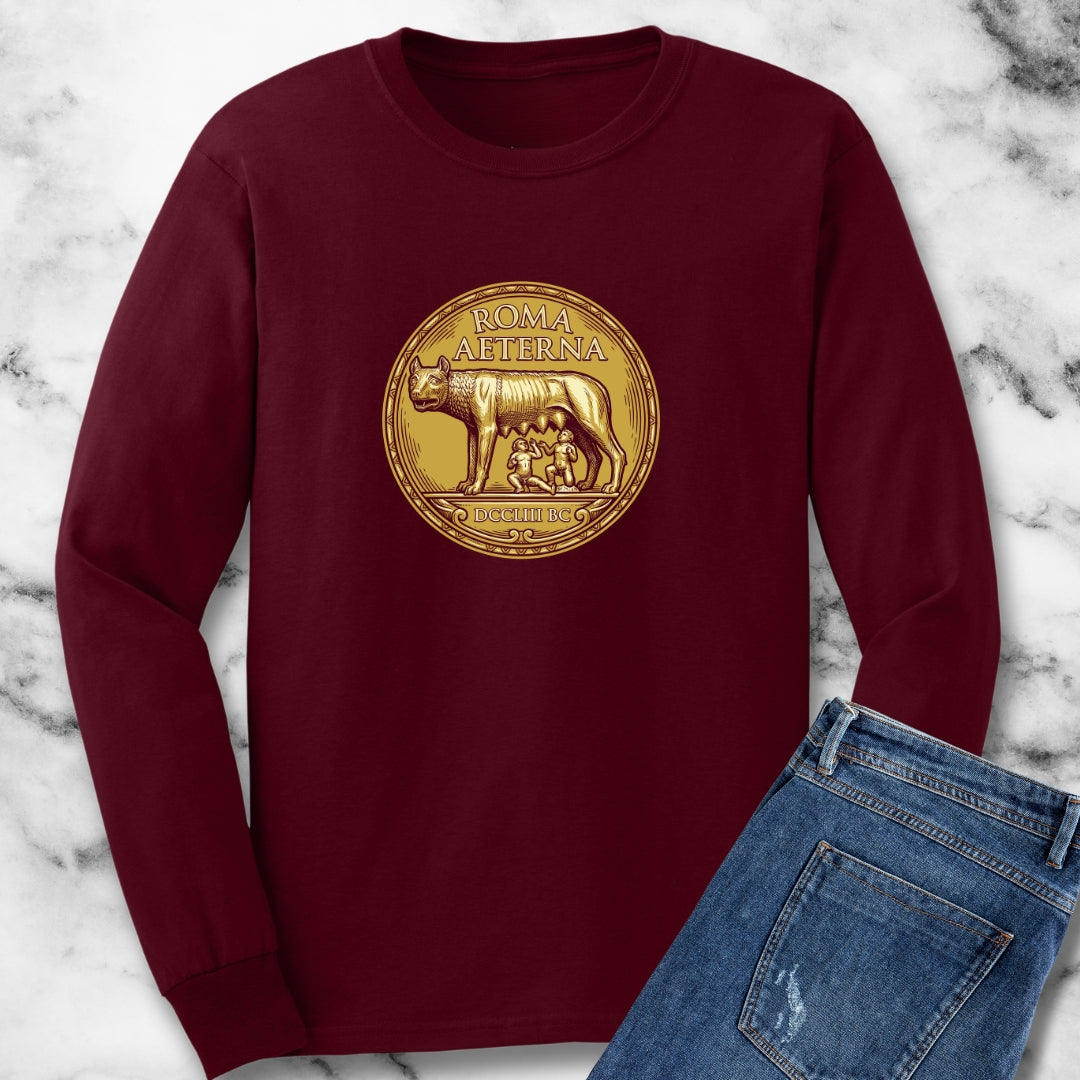 Roma Aeterna She Wolf Coin Unisex Long Sleeve Tee