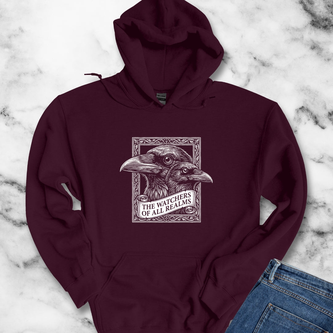 Huginn and Muninn Odin Ravens the Watchers Hoodie Sweatshirt