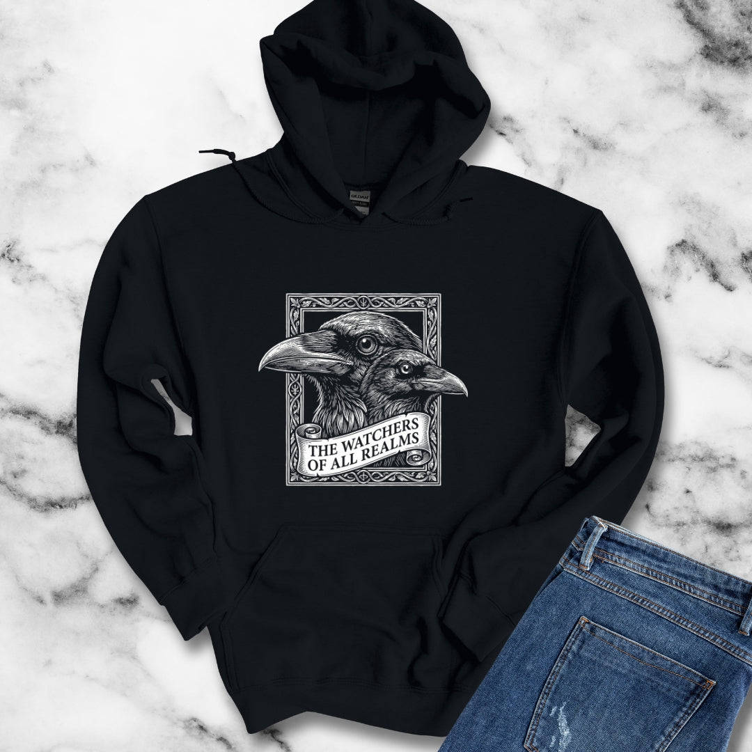 Huginn and Muninn Odin Ravens the Watchers Hoodie Sweatshirt
