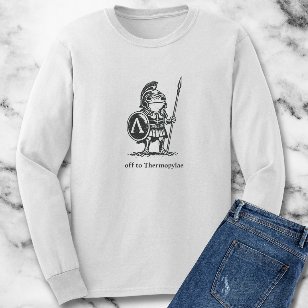 Hoplite Spartan Frog Off to Thermopylae Long Sleeve Tee