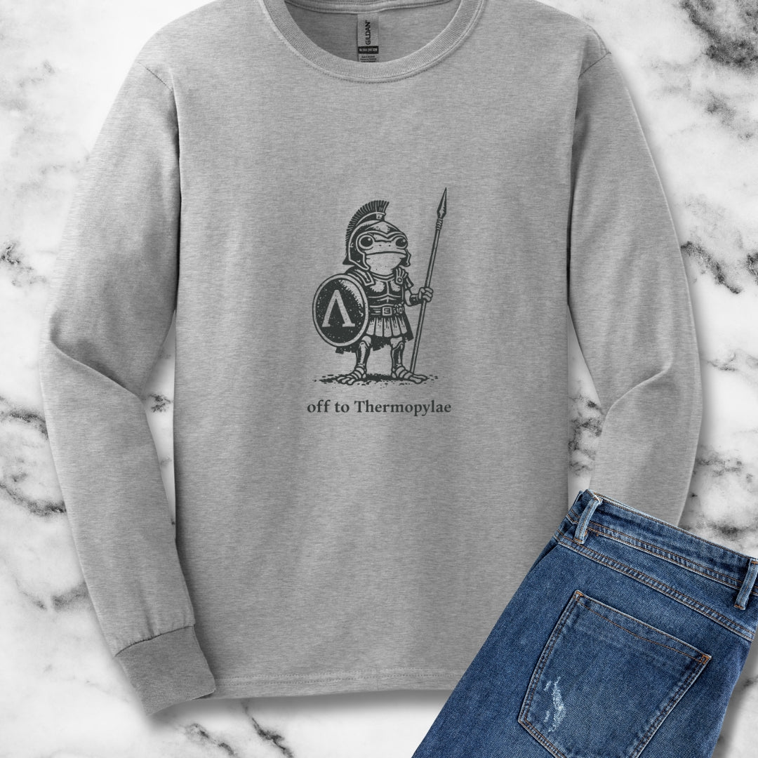 Hoplite Spartan Frog Off to Thermopylae Long Sleeve Tee