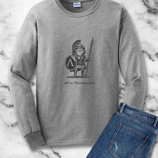 Hoplite Spartan Frog Off to Thermopylae Long Sleeve Tee