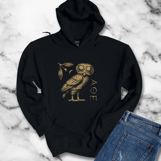 Athens Owl Distressed Graphic Hoodie