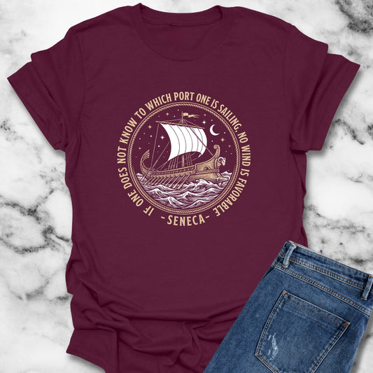 Seneca No Wind Is Favorable Quote T-Shirt