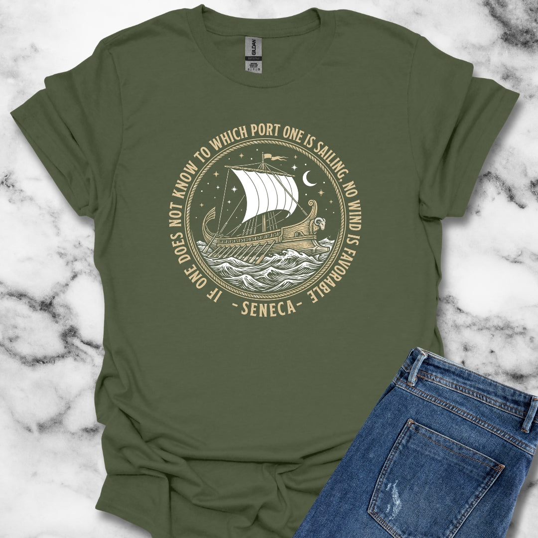 Seneca No Wind Is Favorable Quote T-Shirt