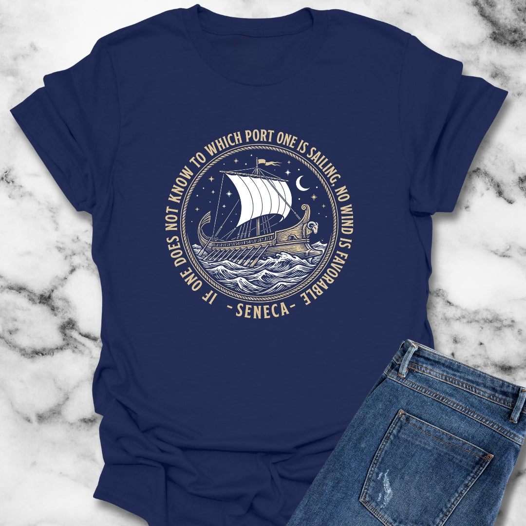 Seneca No Wind Is Favorable Quote T-Shirt
