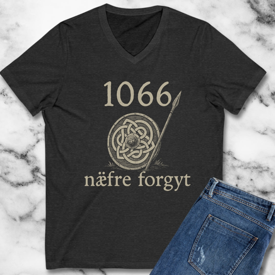 Hastings 1066 Never Forget in Old English V-Neck