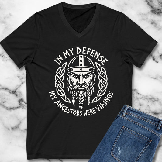 In My Defense Ancestors Viking V-Neck